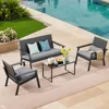 Outdoor Wicker Patio Furniture Set with Deep Seating Cushions and Table for Balcony, Backyard, and Porch 2
