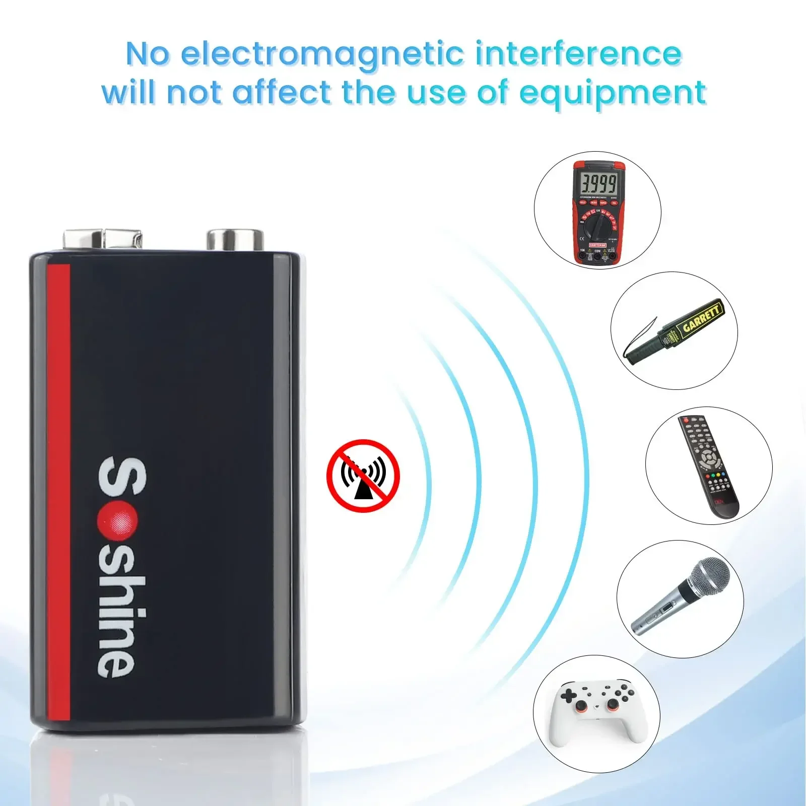 USB Lithium-ion Battery 9V 500mAh Low Self-discharge Li-ion Rechargeable Batteries 4-Year Shelf Life 4LED Power Display
