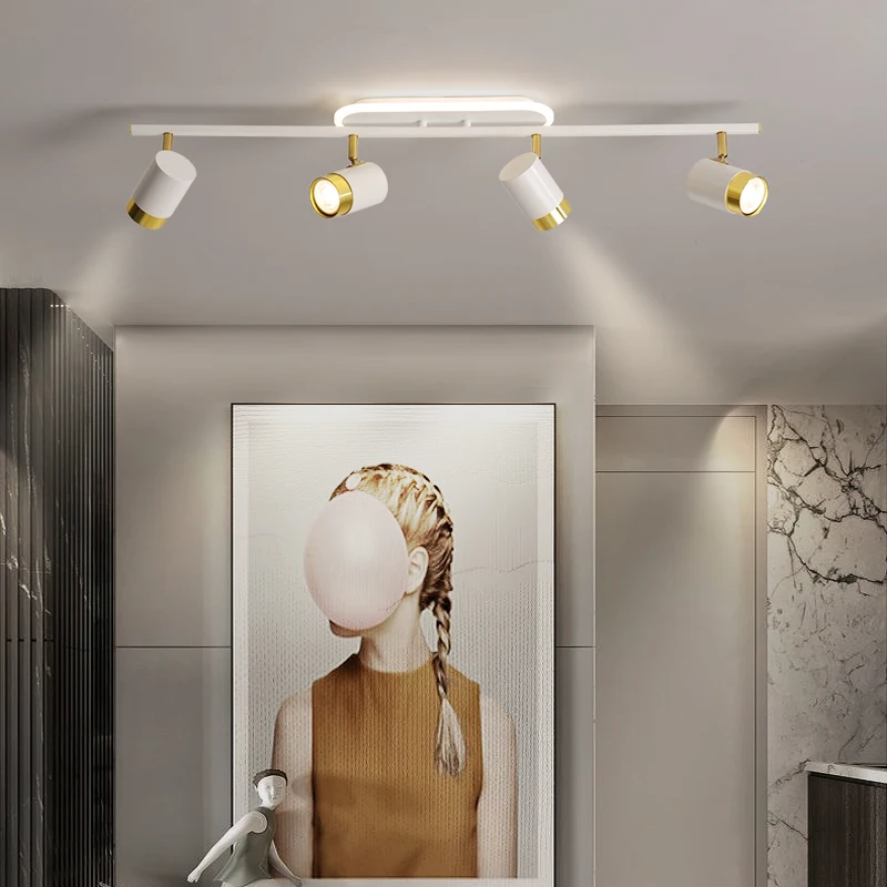 Nordic Strip Led Chandeliers With Spotlights For Living Room Bedroom Balcony corridor Lights Black White Decor Lighting Fixtures led chandelier