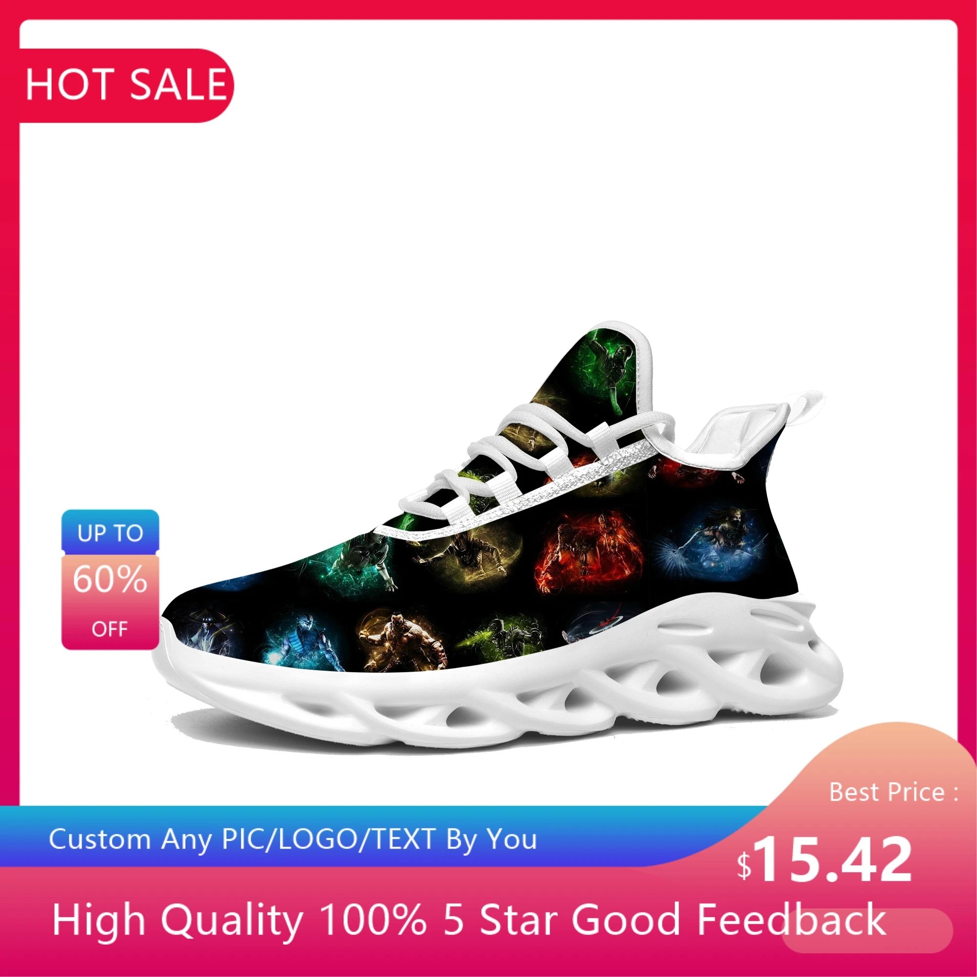 

Кроссовки Mortal Kombat для мужчин и женщин, мультяшная игра, спортивная обувь для бега для подростков, модная обувь на шнуровке под заказ