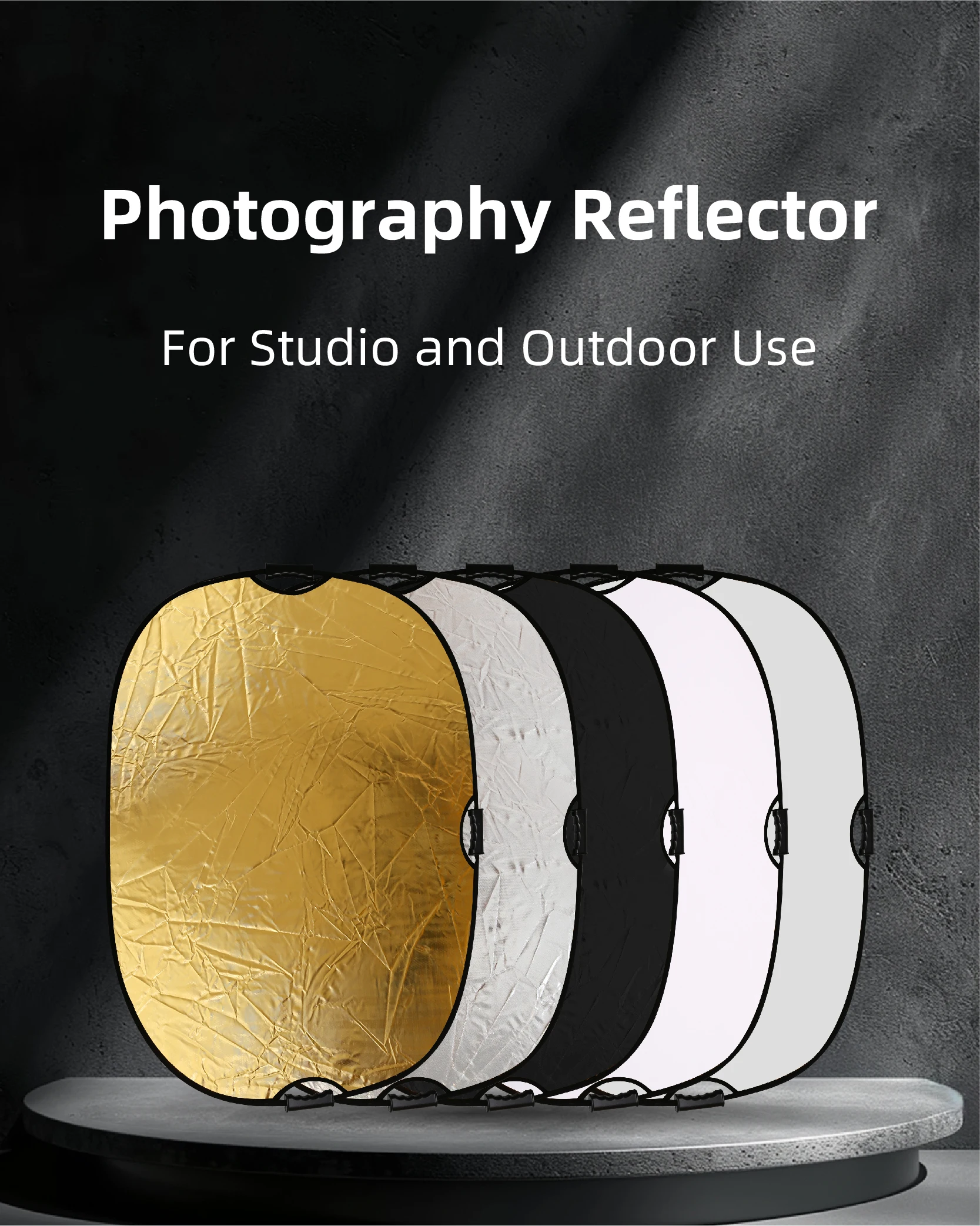 RF04 24" Reflector 5in1 60X90CM 90X120CM Silver White Gold Portable Collapsible Soft Light Round Photography for Studio 2in1