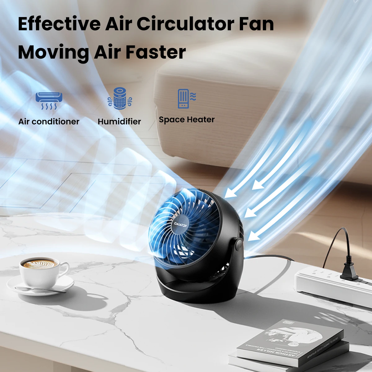 Gaiatop Air Circulator Fan, Portable Desk Fan Table Fan Dorm Fan, 5-Inch Small Fan 3 Speed with 360° Adjustable Tilt 4