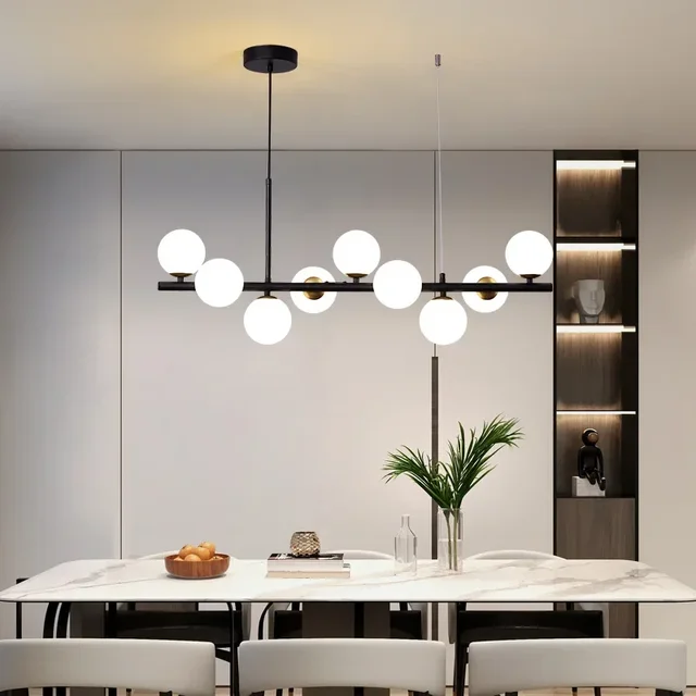 Lámpara de techo con bola de cristal moderna para mesa, comedor, sala de estar, cocina, isla, lámpara colgante, decoración del hogar, accesorio de iluminación interior