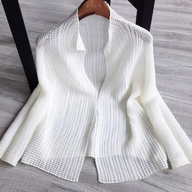 2024 New Summer Streetwear Minimalist Fashionable Loose Fitting Long Sleeved Blouses Solid Color Hollow Out Women's Shirt Top