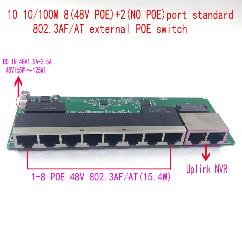 

Standard protocol 802.3AF/AT 48V POE OUT/48V poe switch 100 mbps POE poort;100 mbps UP Link poort; poe powered switch NVR