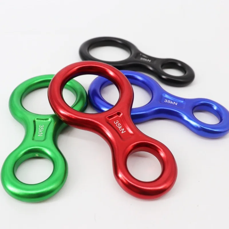 Climbing Carabiner Downhill Equipment 8 Shape Rigging Descender Aluminum Figure Belay Device Abseiling 35kN