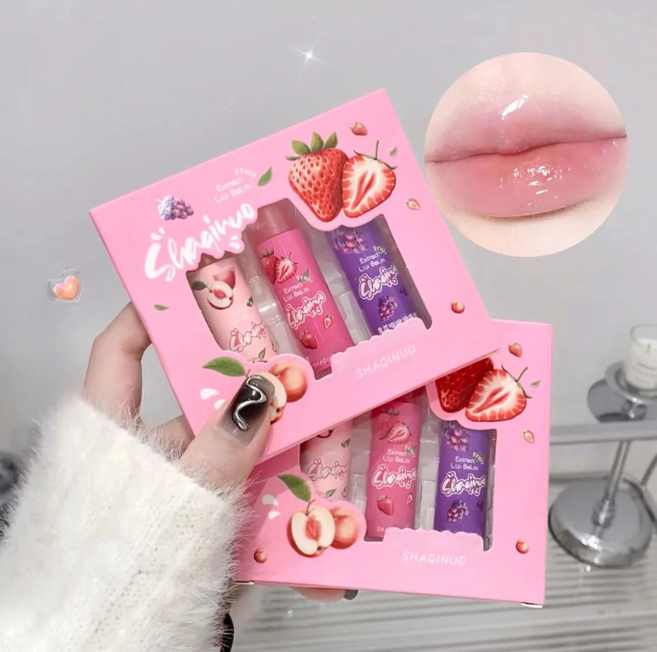 Strawberry Jelly Fruit Lip Balm Clear Moisturizing Lip Tint