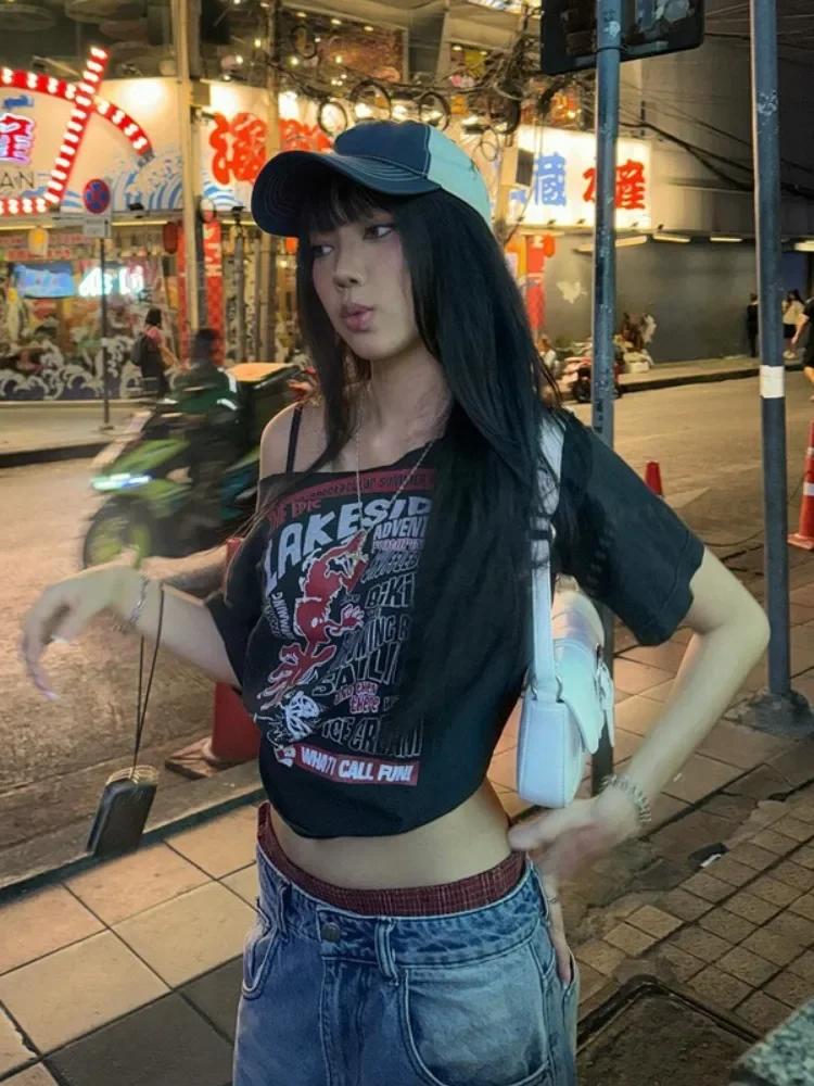 ꒰ঌ໒꒱グランジ　スカルプリントピチロンt rock punk y2k ꒰ঌ໒꒱グランジ スカルプリントピチロンt rock punk y2k