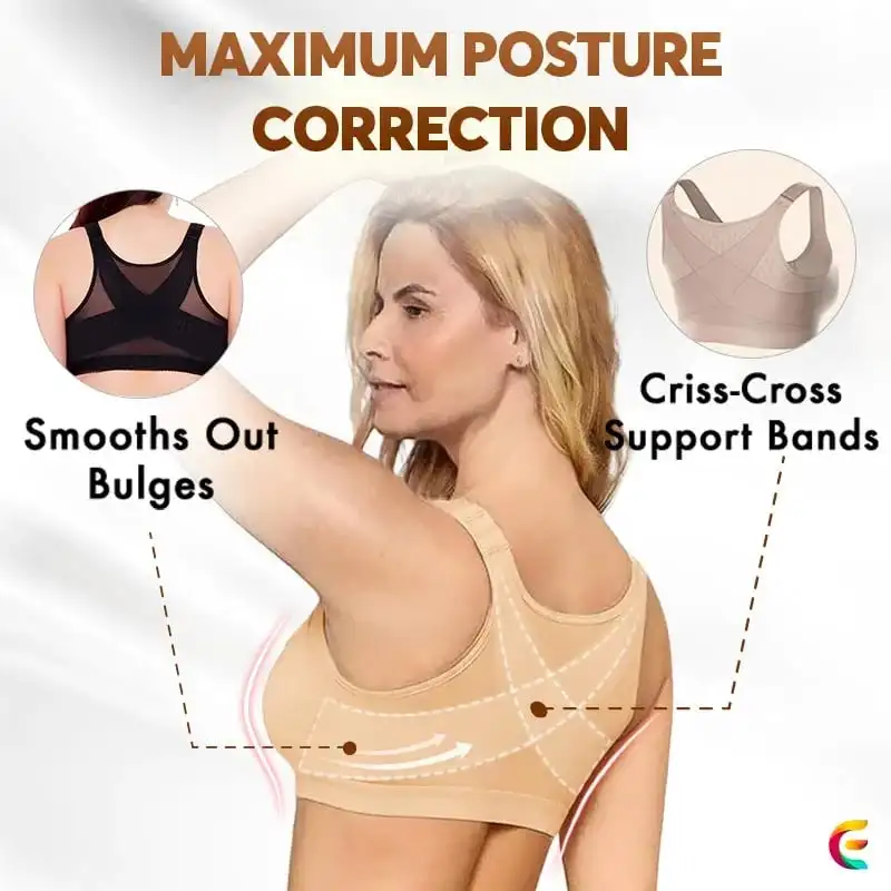 Adjustable Chest Brace Support Multifunctional Bra Women Full Coverage Wire  Free Back Support Posture Front Closure Plus Size