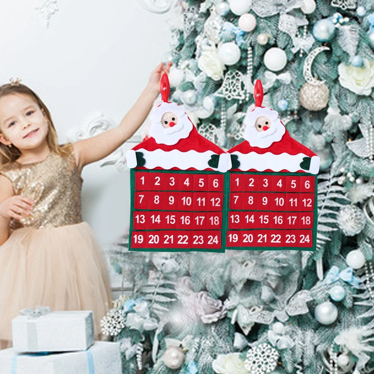 Christmas Countdown Calendar Christmas Felt Calendar Advent Santa Claus Snowman Xmas Ornaments Merry Christmas Decoration Navidad Happy New Year