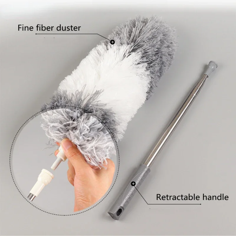 360° Rotatable Dust Brush Removal Dusters Extension Steel Pole Telescoping Household Sofa Gap Floor Cleaning Microfiber tools