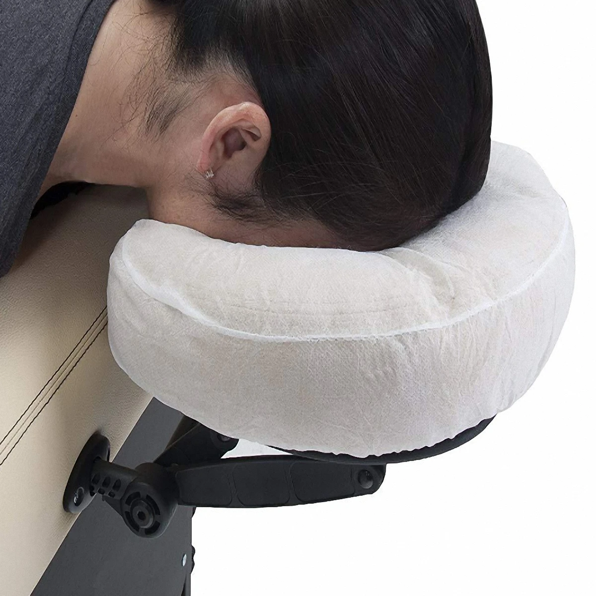 50 Pcs/pack Headrest Covers Fitted Disposable Massage Face Rest Cradle Covers White Color U-shaped Pillowcase Elastic Non-woven 2