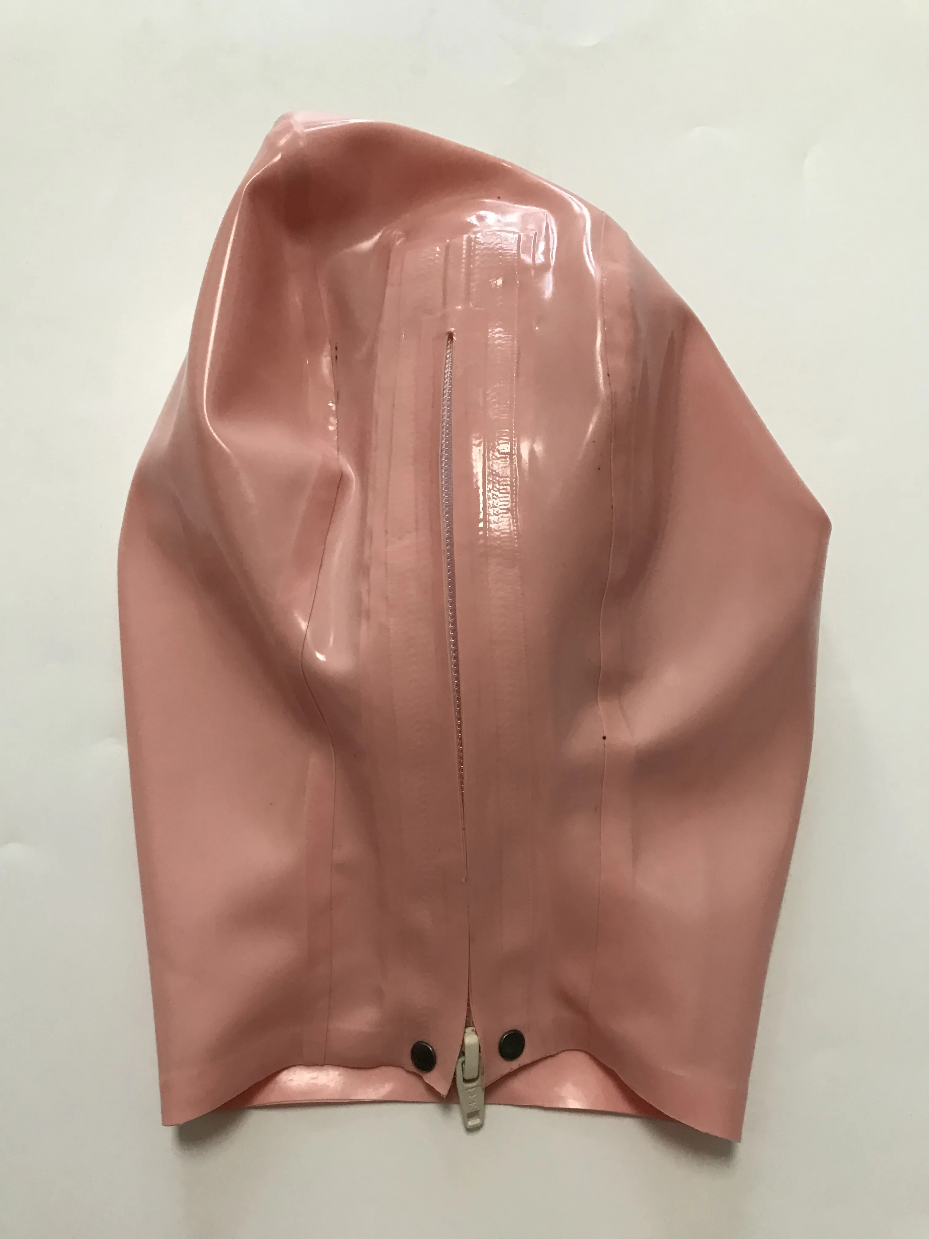 Latex Mask Latex Fetish Hood Mask with Mouth Condom Long NoseTube Open Invisible Back Zipper