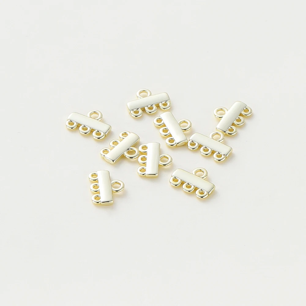 14K/18K Gold Color Plated Brass Layer Necklace Bracelet Clasp Bails 4 Loops Drop Earring Chain Connector for DIY Jewelry Making - 3