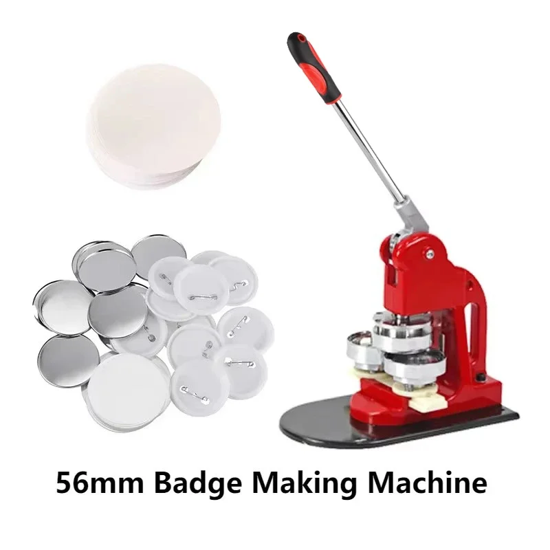 56mm Badge Making Machine DIY Button Pin Brooch Stamping Tool With 100 Circular Manufacturing Button Parts