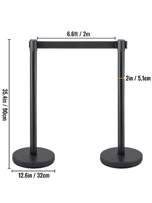 SucceBuy 2/3/6/8 Pcs Belt Stanchion Crowd Control Barrier Stainless Steel Queue Pole Retractable Belt for Bank Airport Stadium