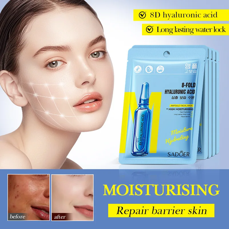 5/10pcs SADOER Hyaluronic Acid Face Mask Moisturizing Hydrating Facial Masks Korean Cosmetics Skin Care