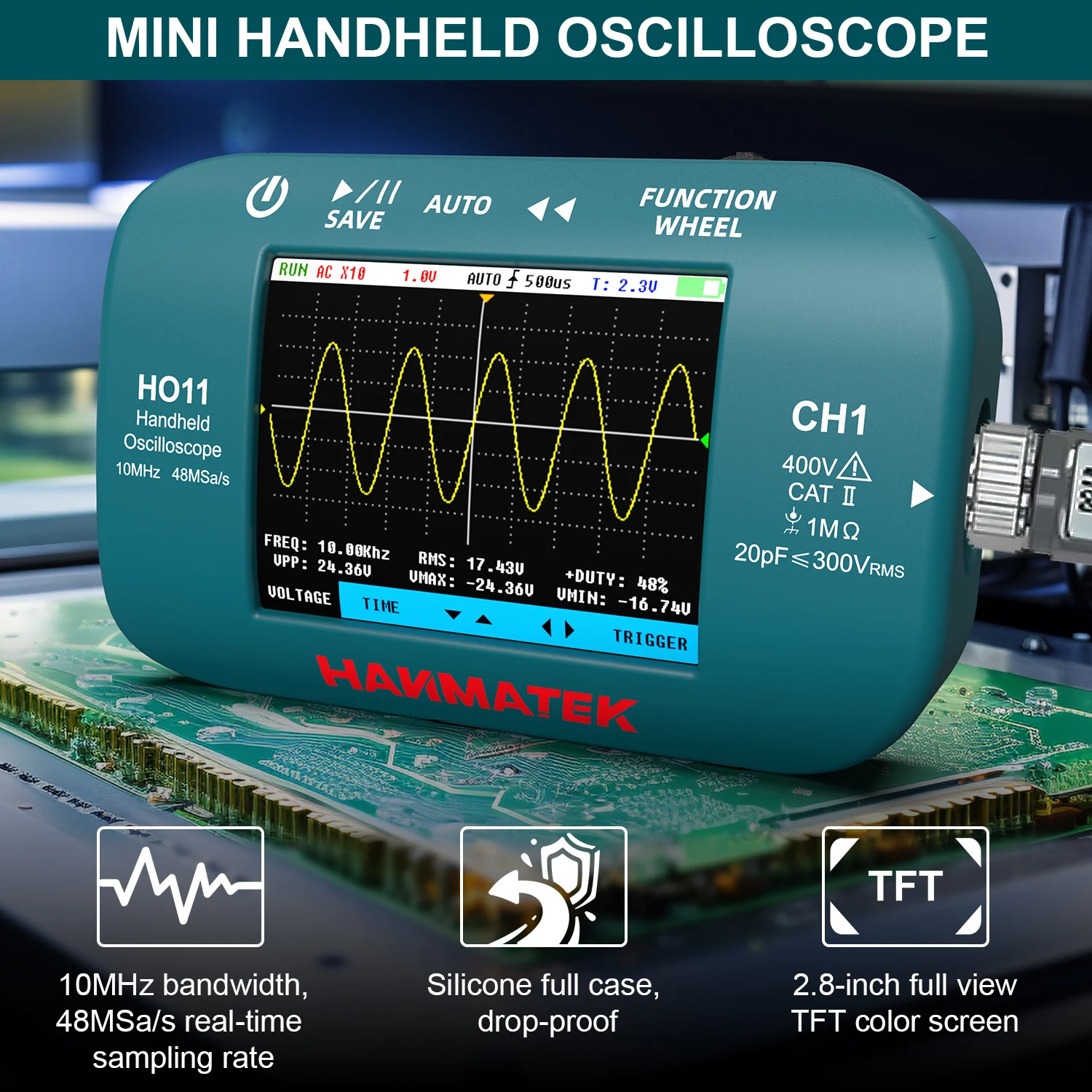 Hanmatek Digital Oscilloscope 10MhZ Bandwidth Highly Sensitive Response Signal Mini Handheld Oscilloscope Electronic Repair digital oscilloscope