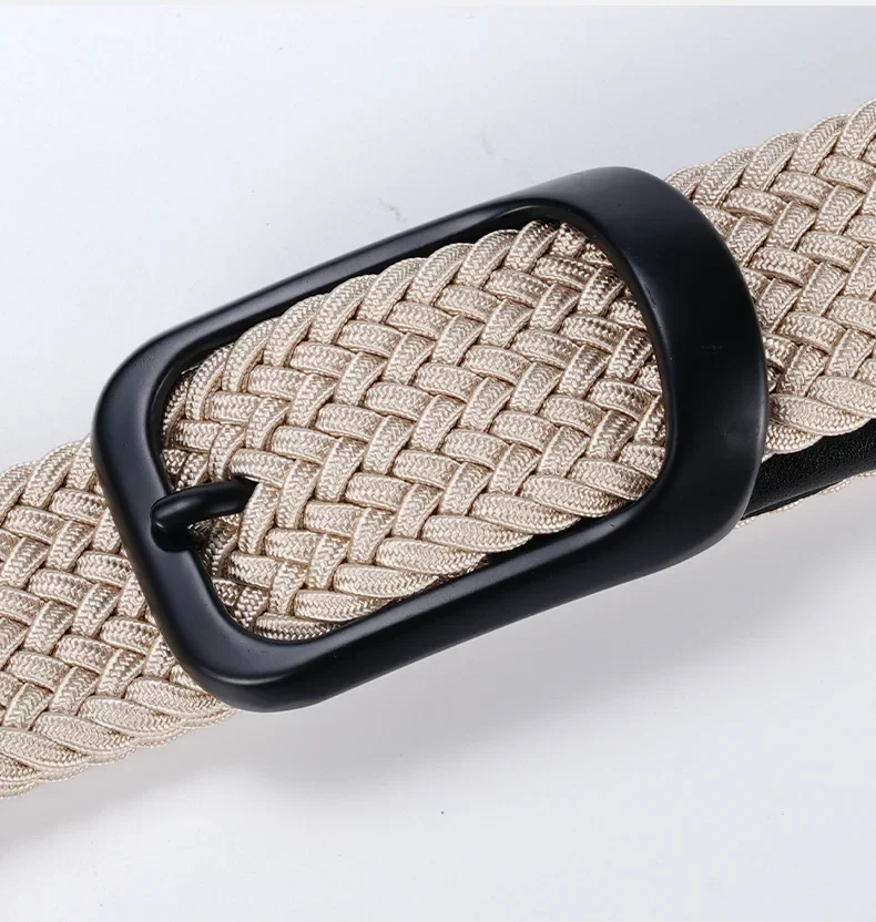 3.4cm Width Man Nylon Belt Elastic Belt Man Stretch Casual Sport Metal Pin Buckle Golf Belt Black Coffee Blue 105 115 125cm
