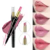 Lipgloss Double Head Lipstick Cosmetics Lip Liner Pencil Non-stick Cup Lipstick Lipliner Pen 8 Color Lips Makeup Red Lip Tint 1