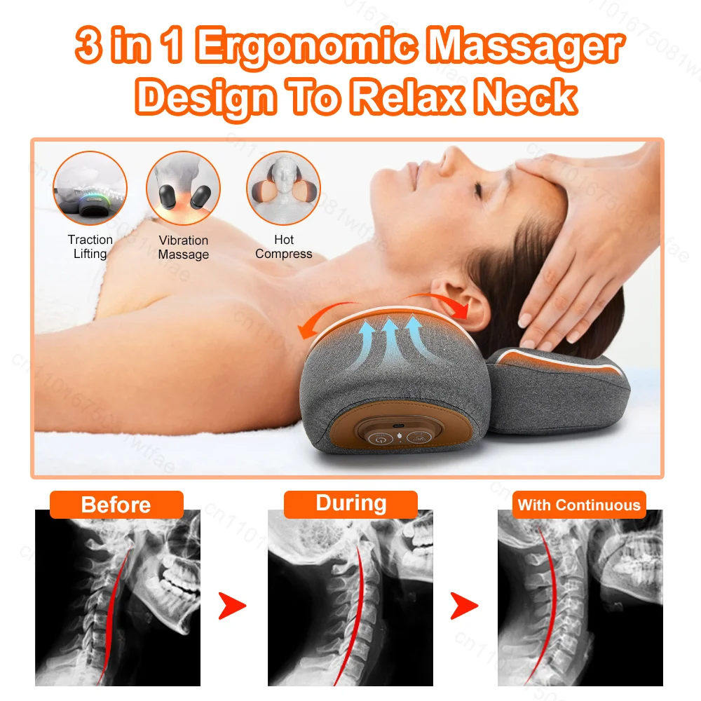 Neck Massage Pillow Electrical Cervical Traction Massager Memory Foam Pillow Orthopedic Cushion Ergonomics Sleeping Pillow