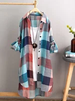 Women's Plaid Cotton Shirt Chic Women Blouse Elegant and Youth Women's Blouses New In External Clothes Korean Style - Image 2