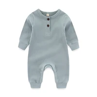 Kiddiezoom Fashion Autumn Winter Unisex Solid Long Sleeve Baby Boy Girl Rompers Cotton Soft Infants Clothing 2