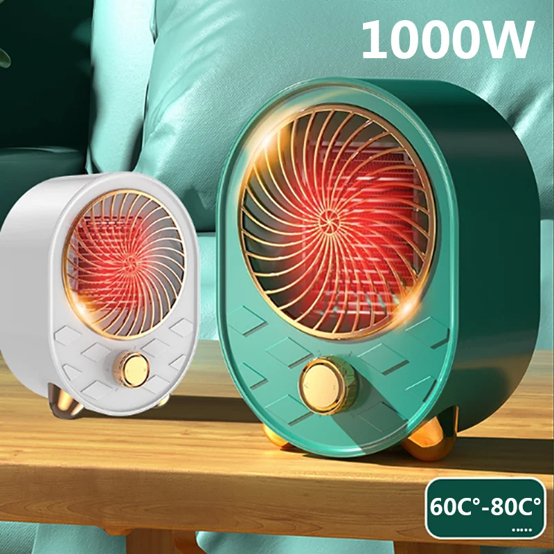 2023 New 1000W 85C° Electric Heater Portable Desktop Fan Heater PTC Ceramic Heating Warm Air Blower Home Office Warmer Machine