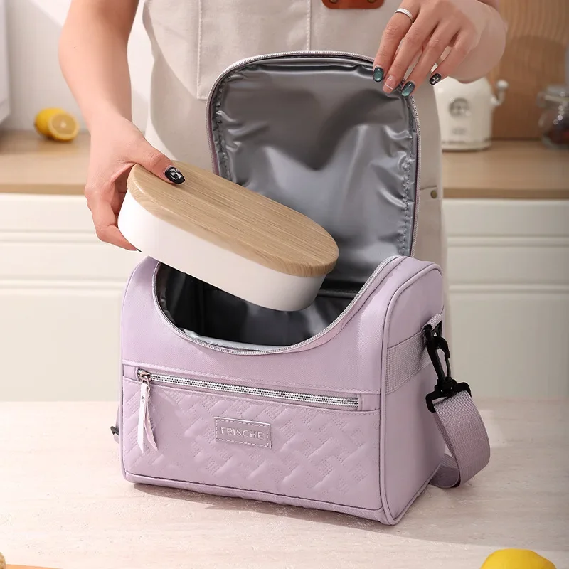New women's shoulder insulated bag, ice pack, bento bag, large capacity thickened food refrigerated bag, student lunch box bag 4
