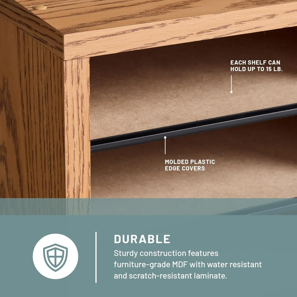 Wooden Paper and Mail Organizer for Home Office and Classroom, Adjustable Shelves Stackable, 36 Compartments, Medium Oak