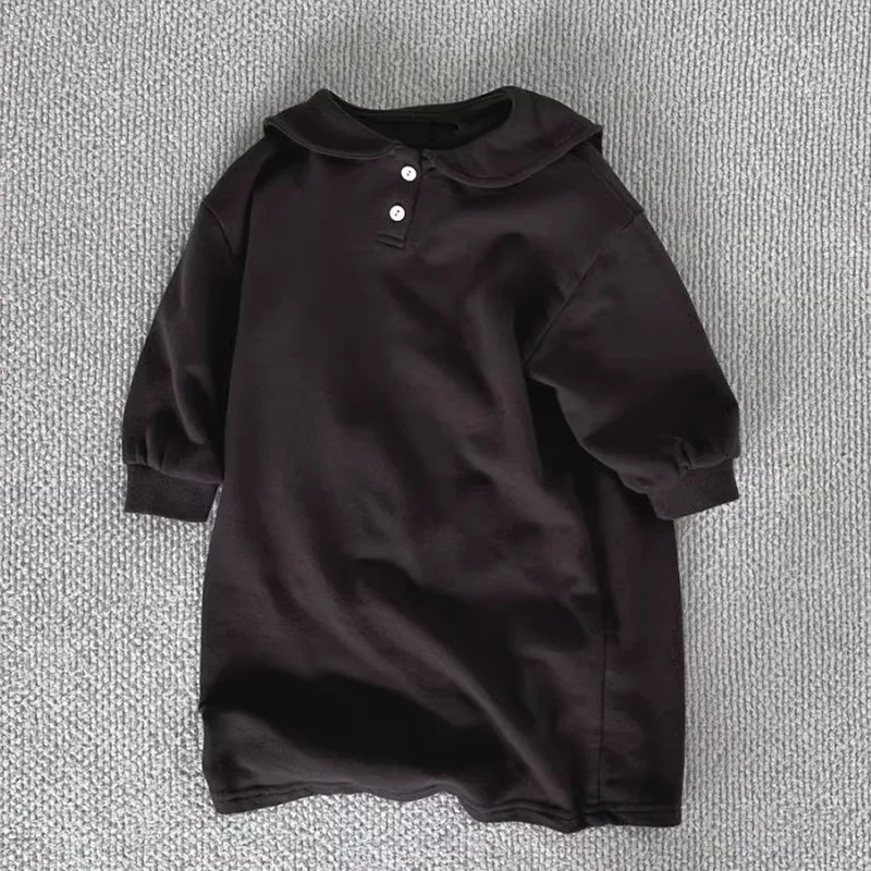2025 Autumn New Girls Long Sleeve Casual Dress Children Lapel Princess Dress Baby Girl Cotton Sweatshirt Dress Kids Clothes 4 2025 Autumn New Girls Long Sleeve Casual Dress Children Lapel Princess Dress Baby Girl Cotton Sweatshirt Dress Kids Clothes - Image 4