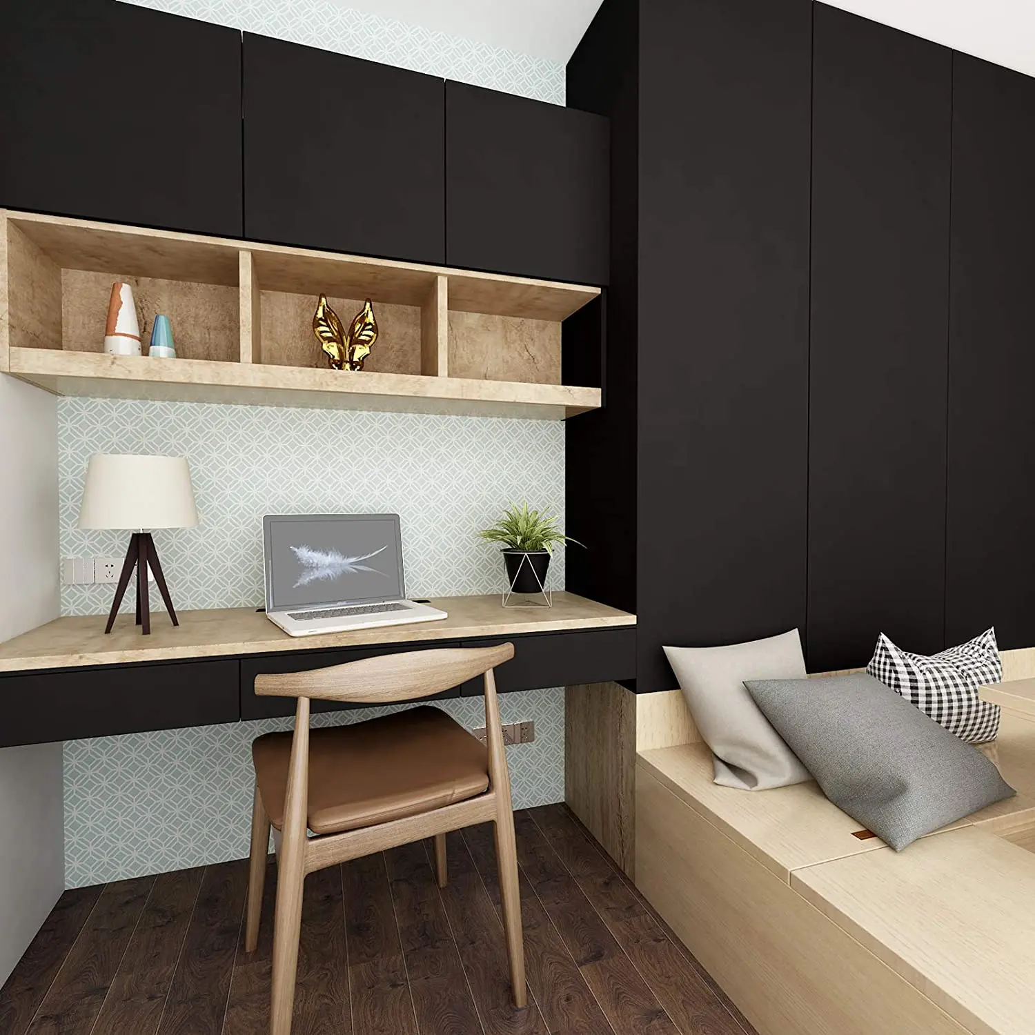 50cm Width Waterpoof Matte Wallpaper Black Vinyl Self-Adhesive Stickers for Wall Furniture Livingroom Contact Paper Home Decor 4