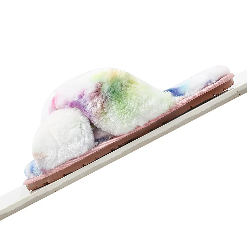 slippers women's large size home colorful  plush cotton slippers BF08