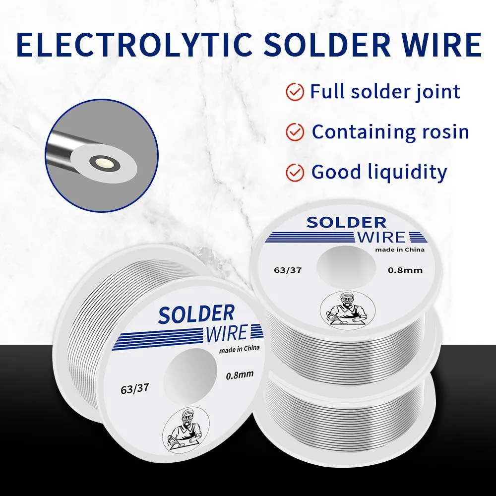 

1PC 50g 0.8mm Soldering Wire 63/37 Tin Lead FLUX 2.0% Tin Wire Melt Rosin Core Solder No-clean Soldering Welding Wire Reel Roll