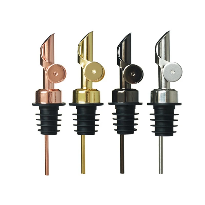 

4PCS Stainless Steel Bottle Automatic Open Cap Trachea Weighted Pourer Wine Pourer Food A