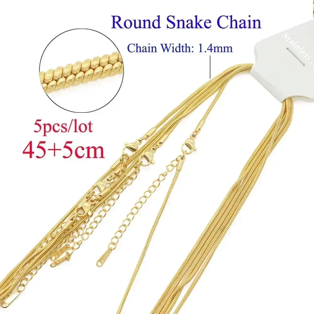 5pcs/lot Bulk Wholesale 304 Stainless Steel Snake Chain Necklace