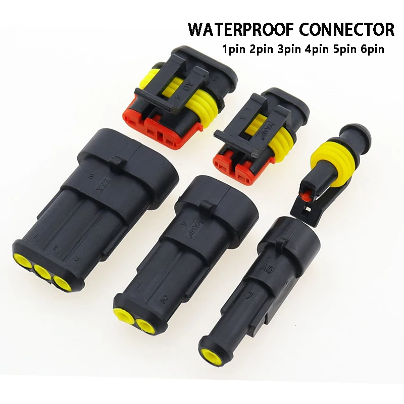 

1 Set 1 2 3 4 5 6 Pin Super Seal AMP Electrical Connector Automotive Waterproof Xenon Lamp Male And Female Plug For Car