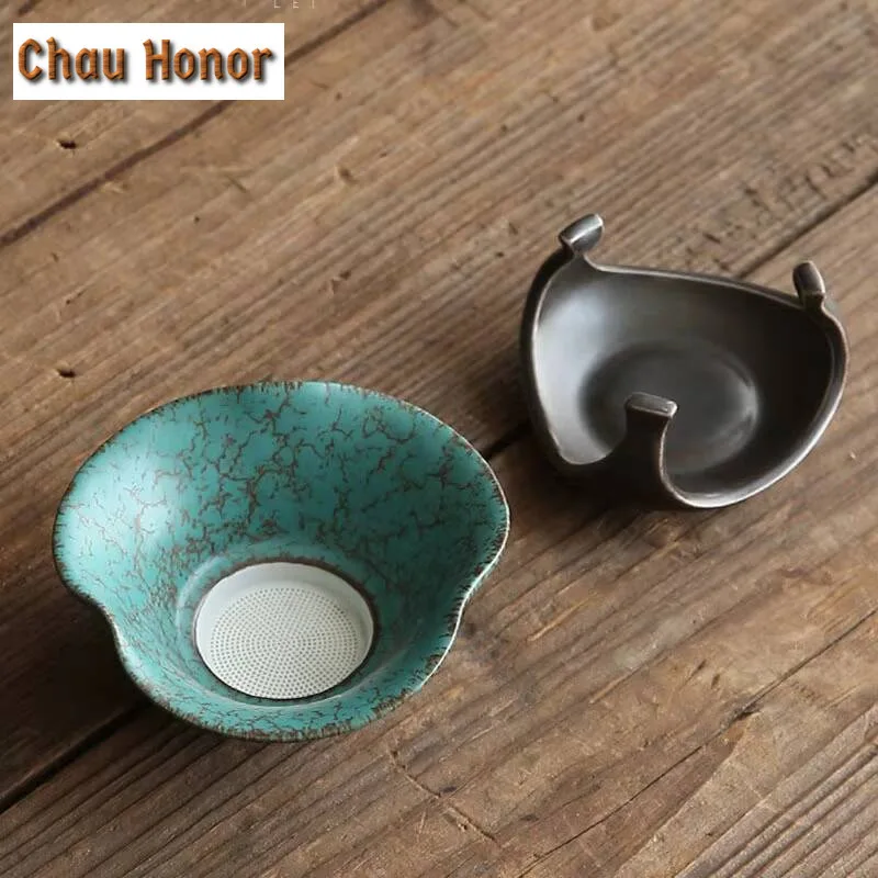 Japanese Style Turquoise Glaze Ceramic Tea Filter Creative Infusers For Teacup Chinese Kung Fu Tea Set Tea Ceremony Accessories