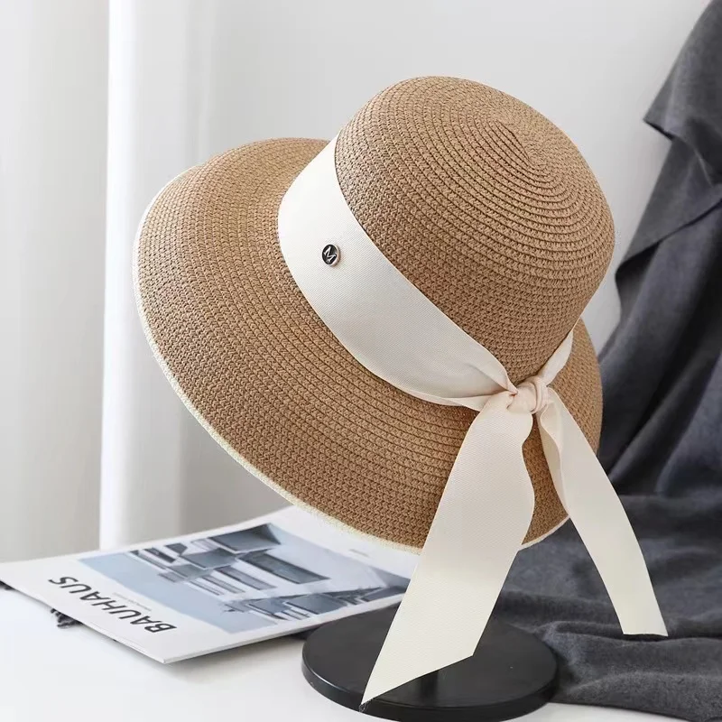 

Шляпа Женская Солнцезащитная соломенная, элегантная пляжная Панама в стиле Хепберн, в стиле ретро, для путешествий, летняя