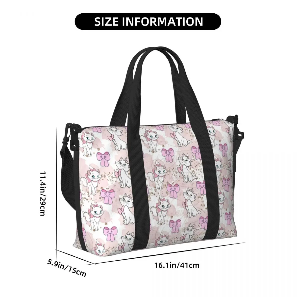 Custom Marie Cat Cartoon Pattern Groceries Tote Shopping Bags Women Large Capacity Beach Gym Travel Bags 4