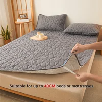 Waterproof Mattress Topper with Elastic Band Quilted Protector Pad Bedspread Winter Mattress Cover for Single/Double Bed 140/160 3