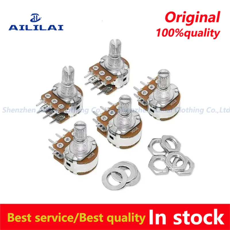 WH148 15mm 6pin Linear Potentiometer With Nuts And Washers 1K 2K 5K 10K 20K 50K 100K 200K 250K 500K 1M Potentiometers Kit 5PCS