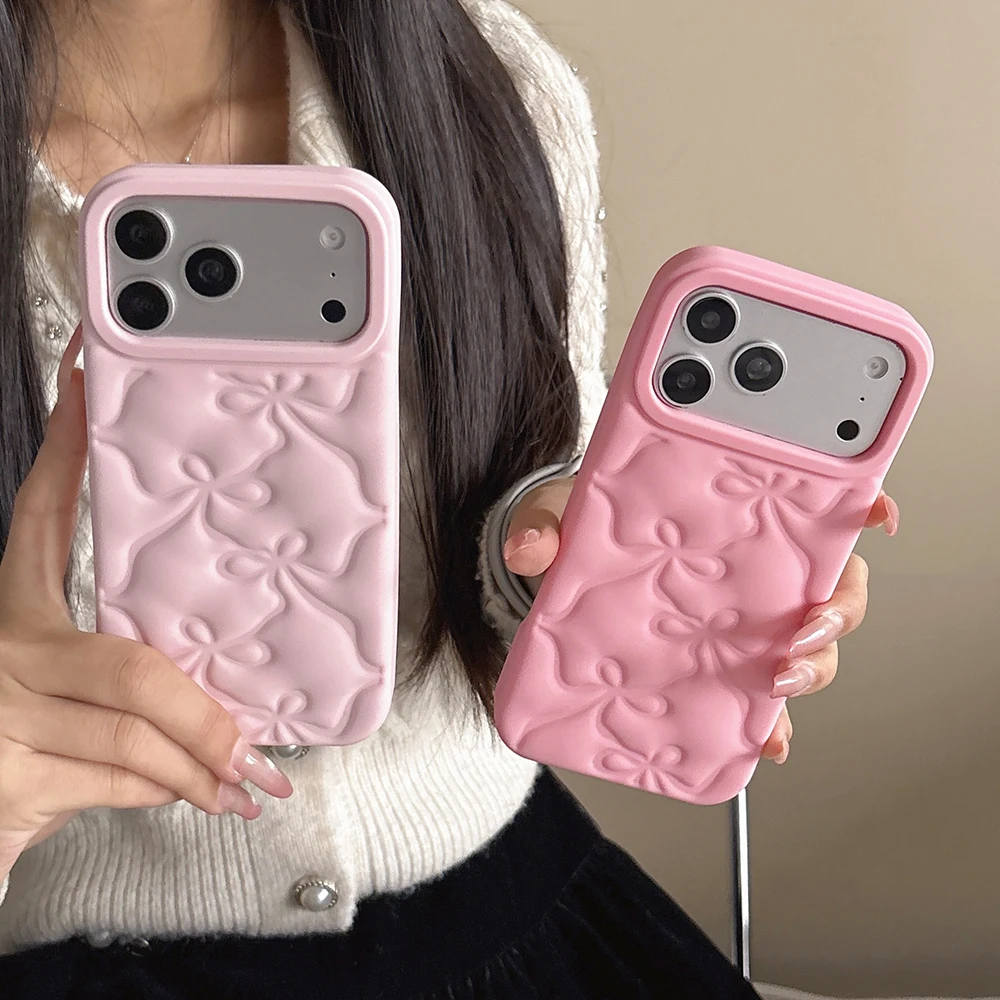 Sweet 3D Pink Bowknot Cartoon Silicone Phone Case