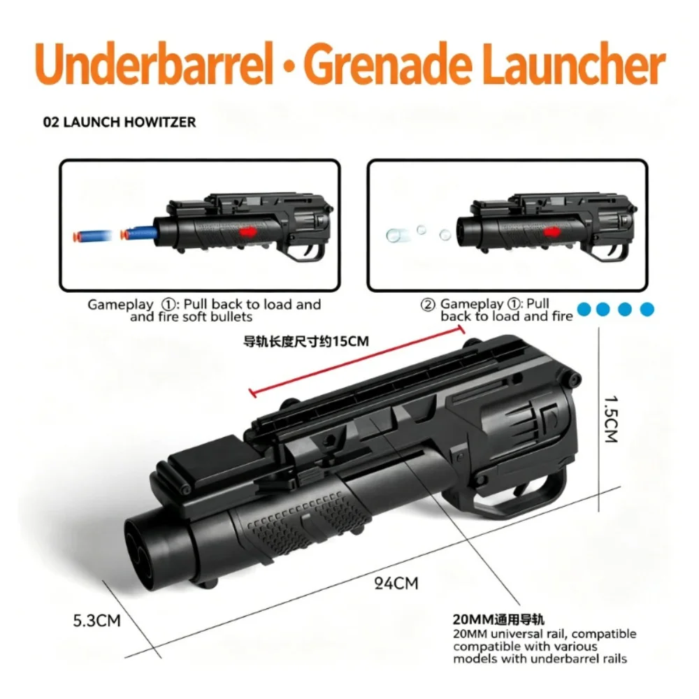 Outdoor Sport M203 Gel Kugeln Granate Launcher M416 Schaum Weiche Kugel 20mm DIY Unten Hängen CS Spielzeug Zubehör QG811 – Detail 1