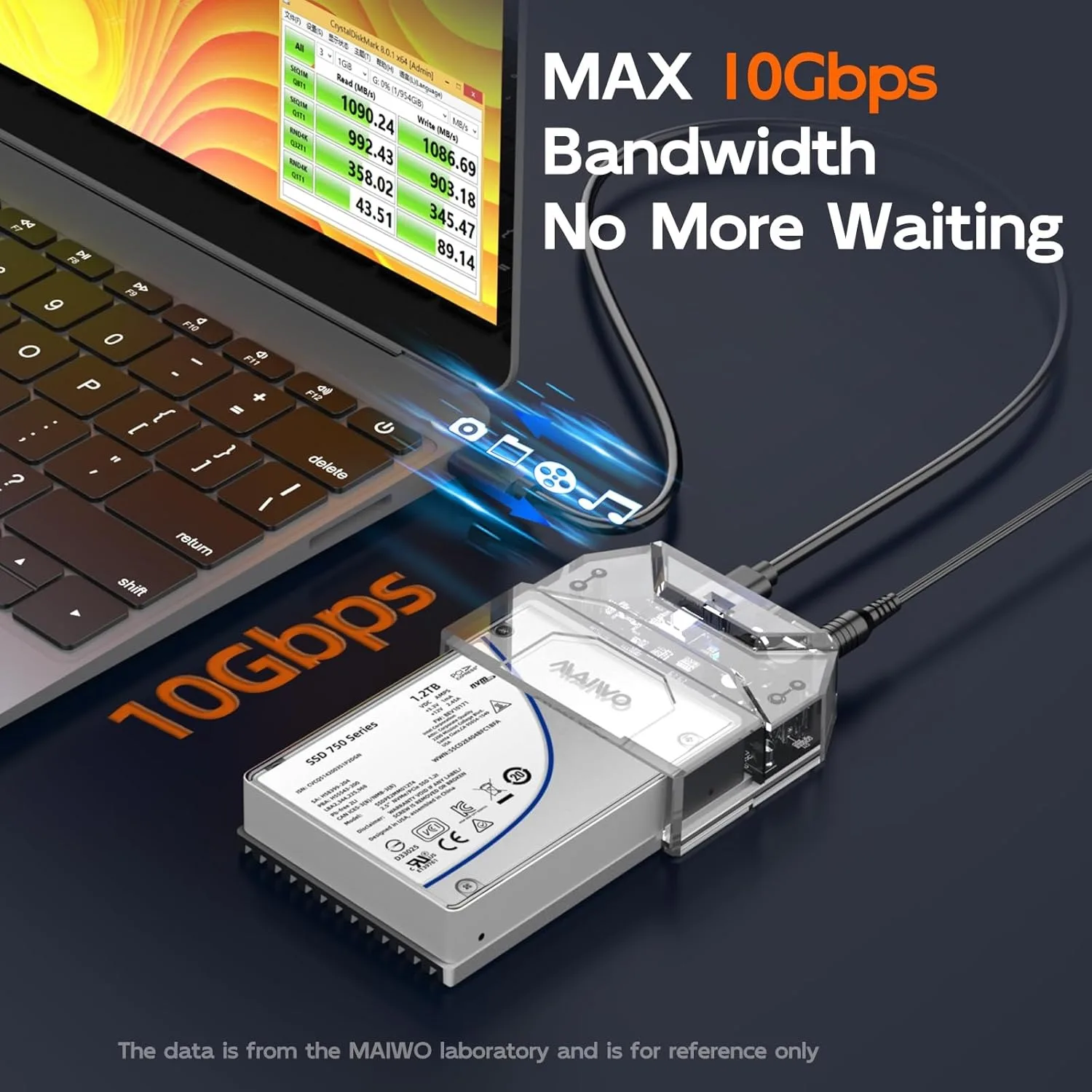 MAIWO 2.5'' U.2 NVMe SSD 인클로저 USB-C to U.2 어댑터 10Gbps USB3.2 Gen2 외장 U.2 SSD 케이스 툴리스 설치 방식 표시등 포함