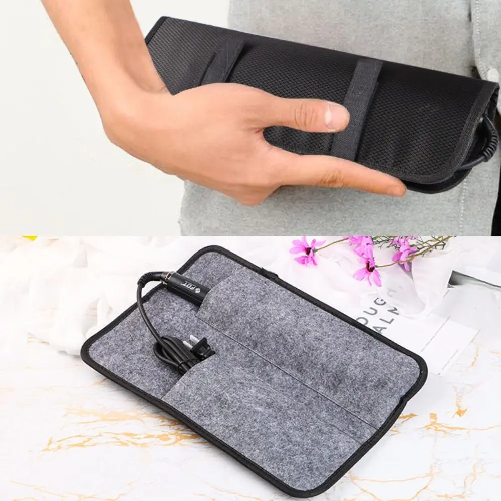 Nylon Hair Straightener Storage Bag Easy Carrying Black Curling Iron Carrying Case Hair Styling Tool Heat Resistant Mat Pad nylon carrying case holster pouch bag for hyt hytera ncn011 pd662 pd682 pd602 p502 pd680 pd600 pd500 pd530 pd560 pd660 radio