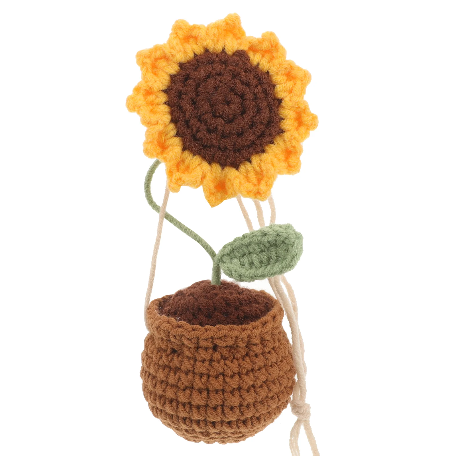 

Crochet Sunflower Hanging Ornament Knitted Potted Sunflower Hanging Decoration for Car