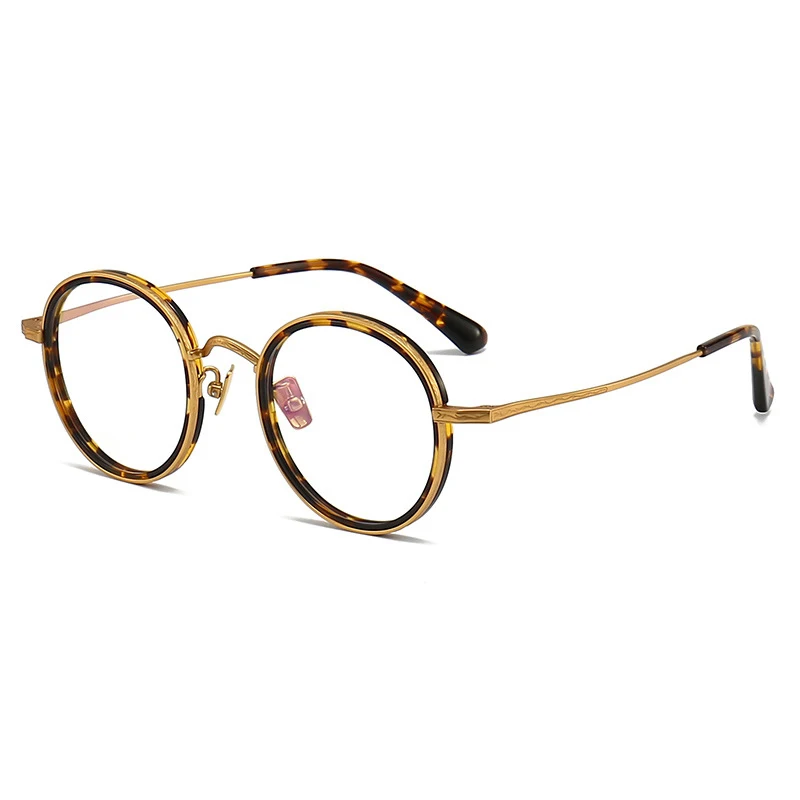 

Titanium round eyeglass frame ultra light men prescription optical glasses fashion retro acetate women myopia reading eyewear