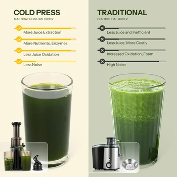 Masticating Juicer Machines, Reemix Cold Press juicer Machine Compact Size, Juice Extractor, Nutrient 2