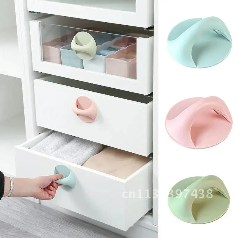 Round Self-adhesive Seamless Door Handle Sticky Handle for Cupboards Window Drawers Wardrobe Handles Balcony Glass Sliding